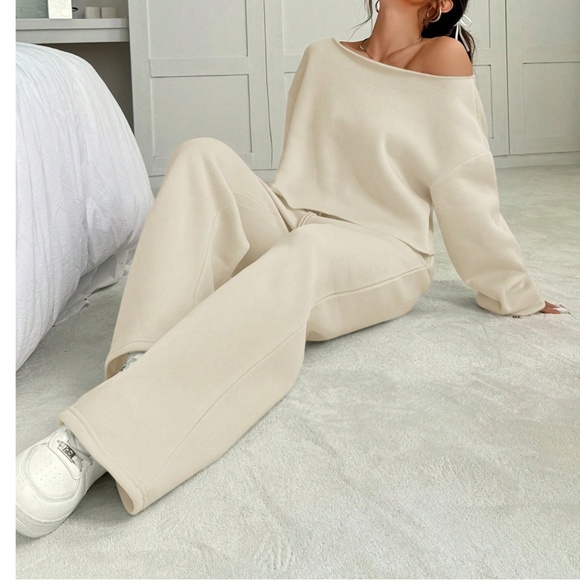 Cozy Fleece Oversized Top Stretchy Waist Pants Lounge Set - Picture 4 of 4